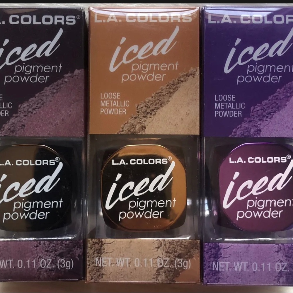 L.A. COLORS Iced Pigment Powder - (3 Pack) Glisten, Glowing, & Glam